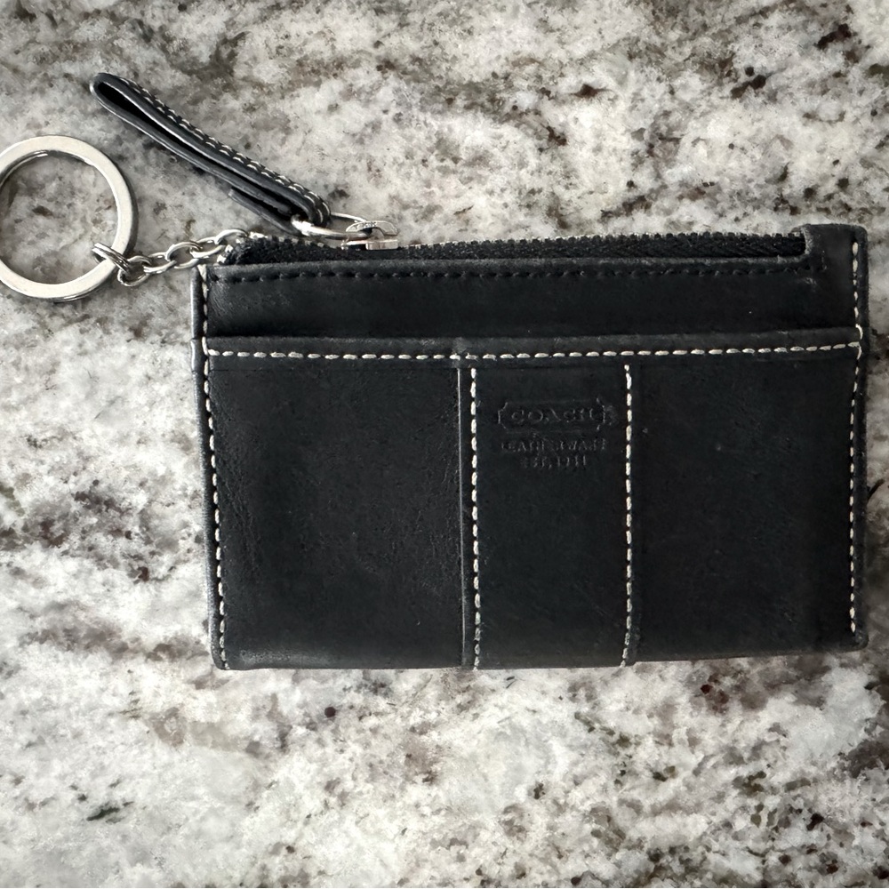 Coach Black Leather Keychain Wallet